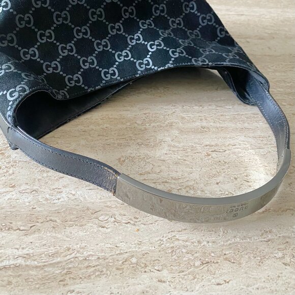 Vintage Gucci Tom Ford-era Guccissima Suede Metal Handle Hobo Bag - Picture 7 of 14